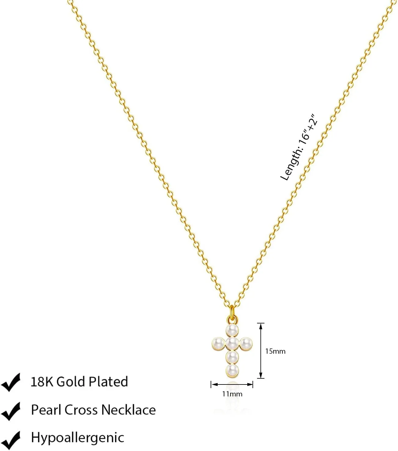 Cross Necklace for Women, Dainty 18K Gold Plated Small Cross Pendant Necklace Simple Gold Cross Necklaces for Women Trendy Gold Jewelry for Women Gift