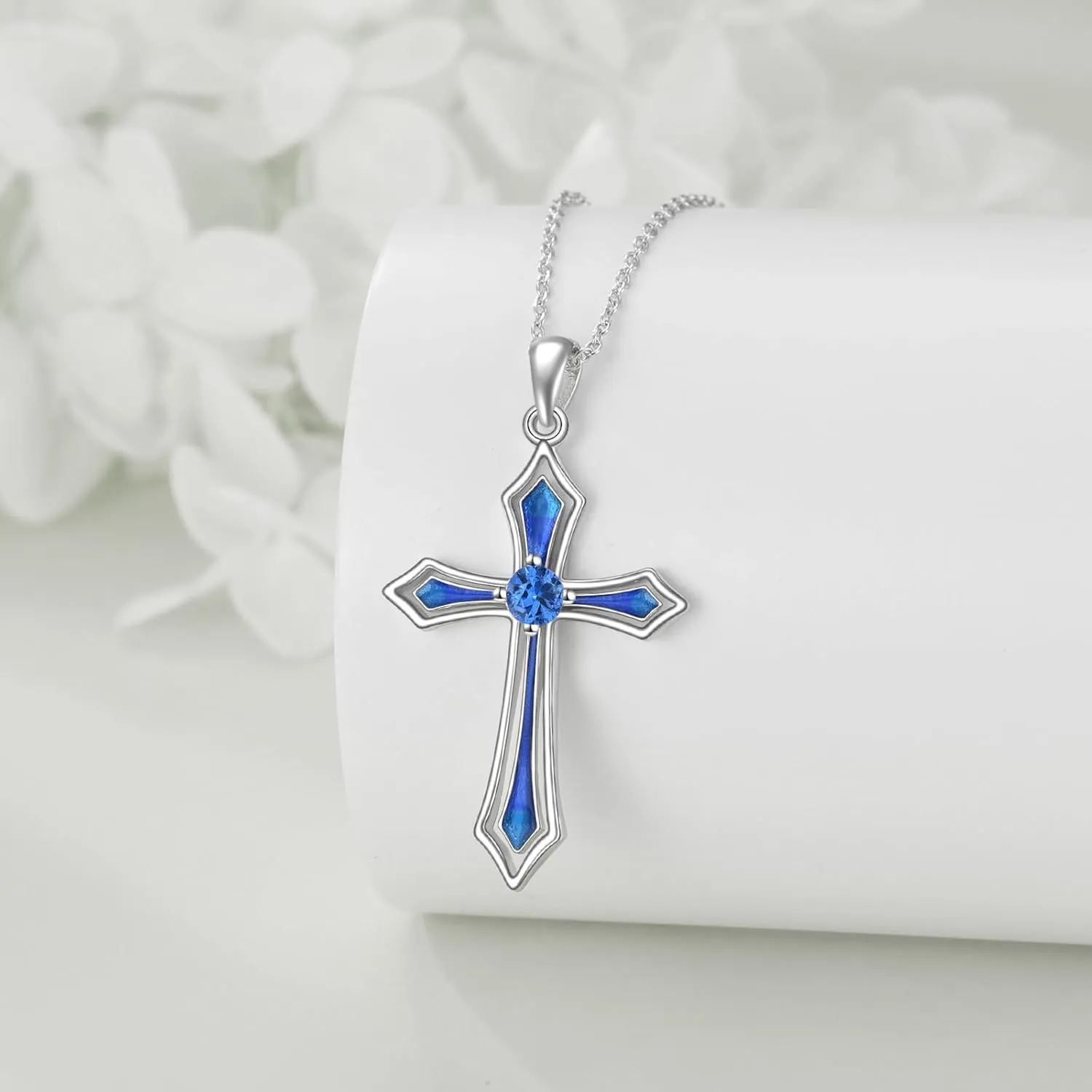 Cross Necklace for Women Men 925 Sterling Silver 5A CZ Birthstone Necklaces Gifts for Christmas, Birthday or Anniversary
