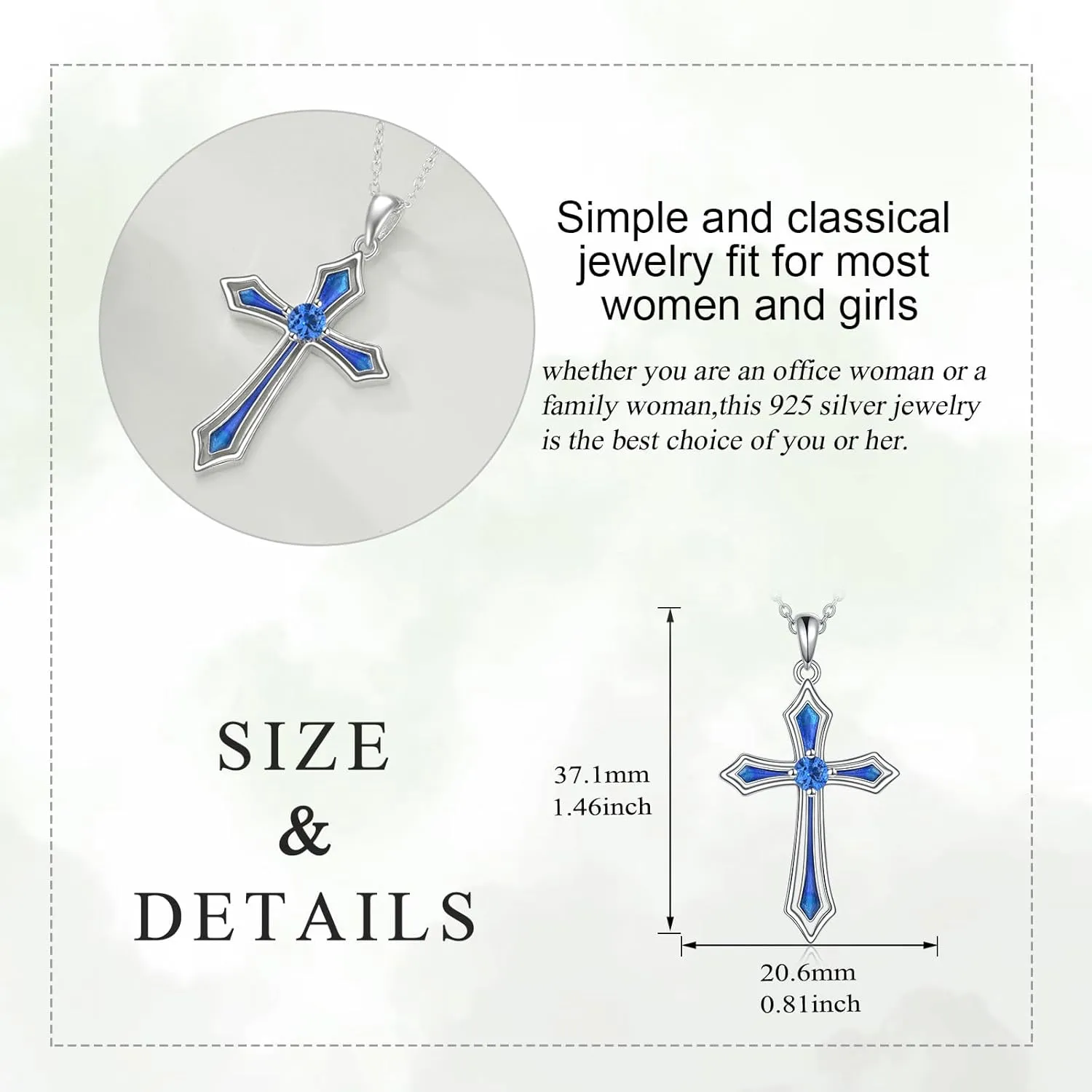 Cross Necklace for Women Men 925 Sterling Silver 5A CZ Birthstone Necklaces Gifts for Christmas, Birthday or Anniversary