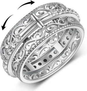 Cross Spinner Ring for Women 925 Sterling Silver Cross Anxiety Ring for Men Faith Cross Gifts