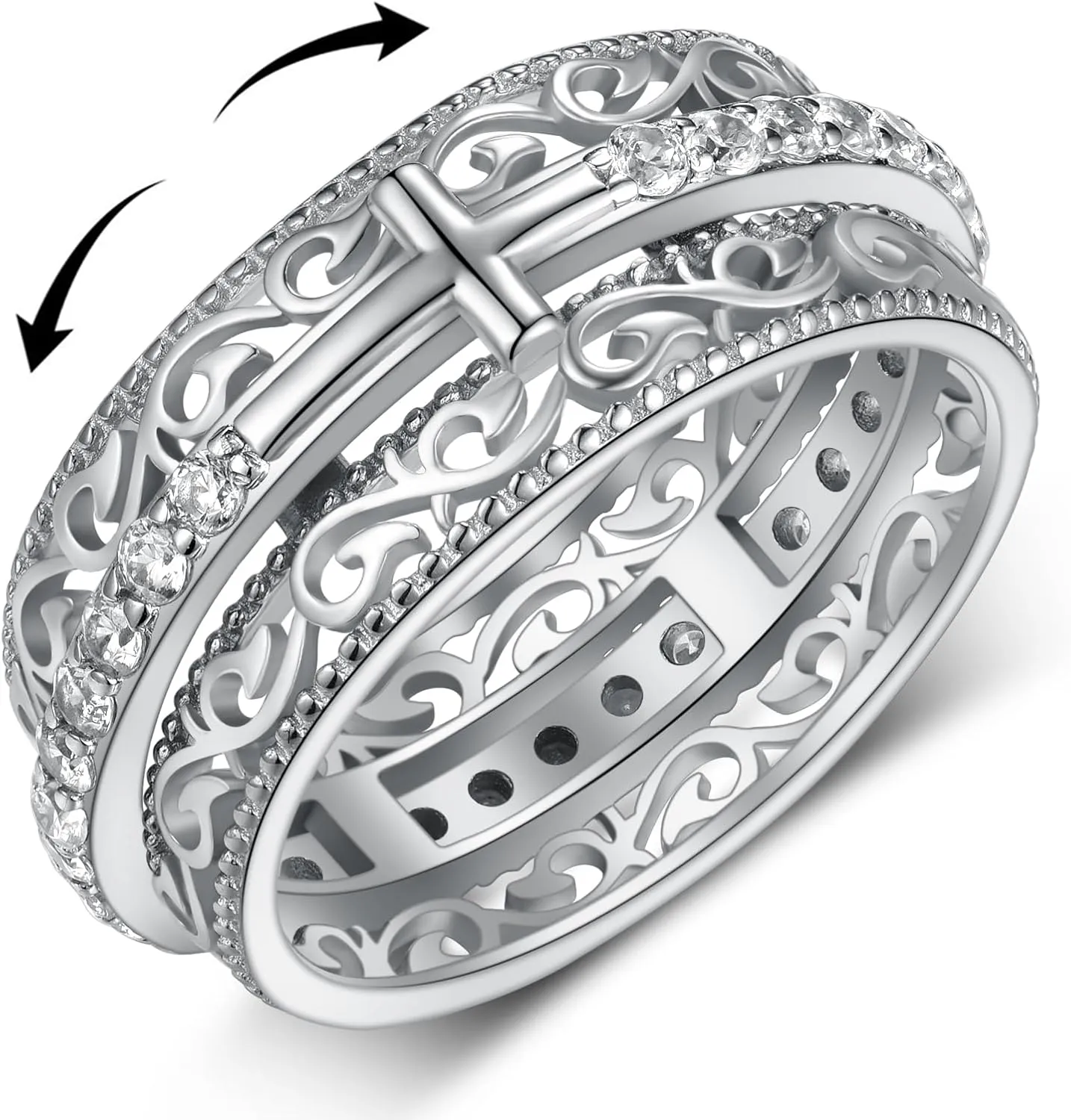 Cross Spinner Ring for Women 925 Sterling Silver Cross Anxiety Ring for Men Faith Cross Gifts