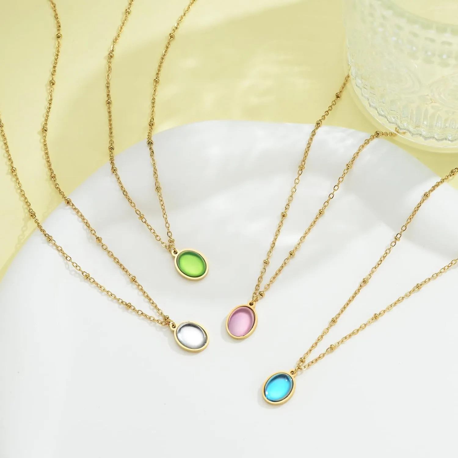 Crystal Gold Necklace For Women Dainty 14K Gold Plated/Silver Chain Stone Pendent Necklace Simple Trendy Cute Women Jewelry Gifts