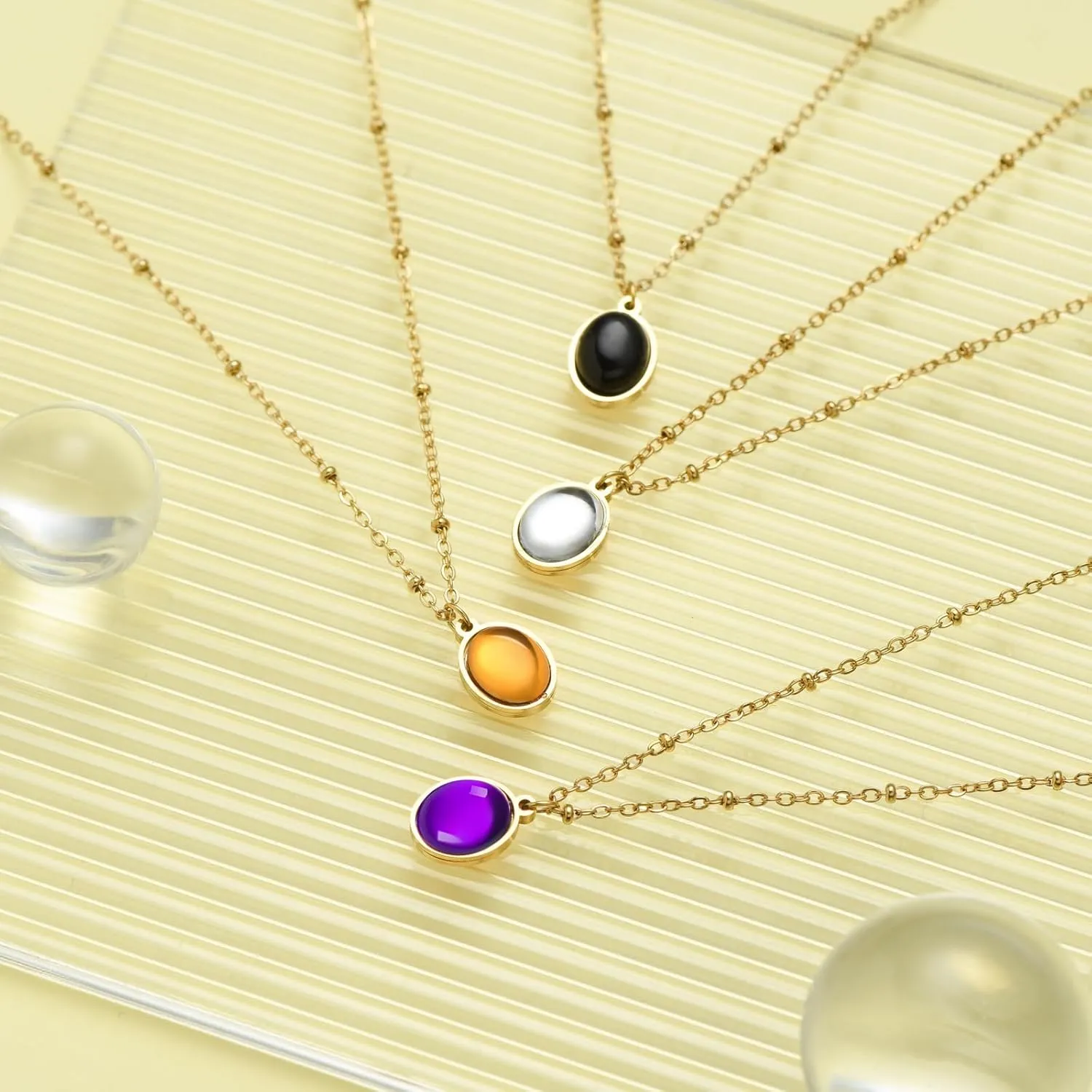 Crystal Gold Necklace For Women Dainty 14K Gold Plated/Silver Chain Stone Pendent Necklace Simple Trendy Cute Women Jewelry Gifts