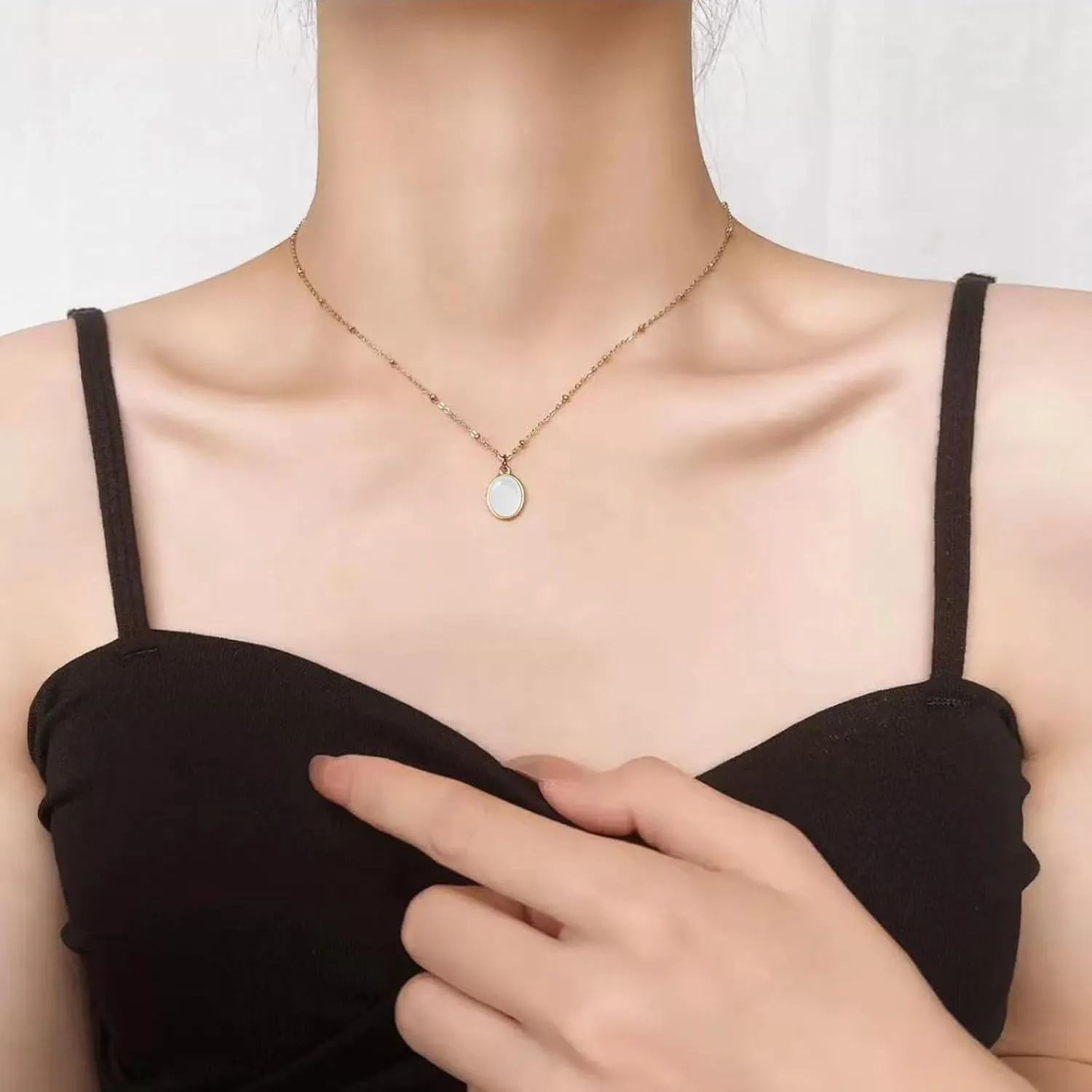 Crystal Gold Necklace For Women Dainty 14K Gold Plated/Silver Chain Stone Pendent Necklace Simple Trendy Cute Women Jewelry Gifts