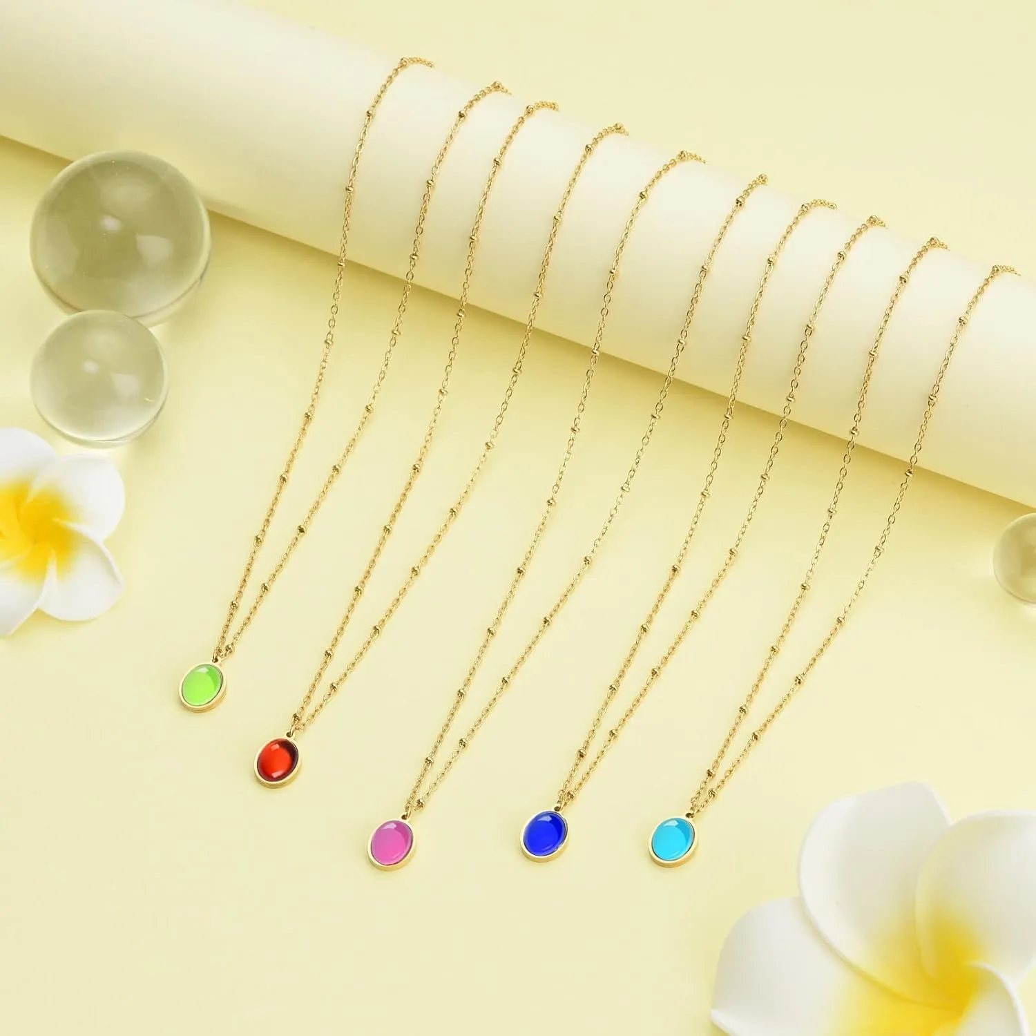 Crystal Gold Necklace For Women Dainty 14K Gold Plated/Silver Chain Stone Pendent Necklace Simple Trendy Cute Women Jewelry Gifts