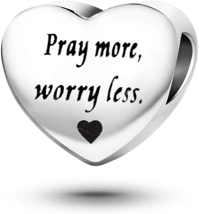 Cubic Zirconia Cross Bible Verses Heart Charm fits Pandora Charms Moments Bracelets Religion