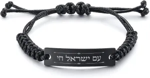 Custom Adjustable Rope Bracelet for Men Women,Hebrew Jewish Prayer Bracelet, Am Yisrael Chai, Israeli jewish Ornaments, Israeli Jewish Jewelry Gifts for Jewish Prayer