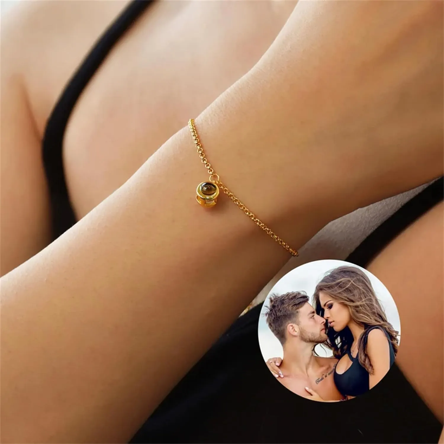 Custom Photo Projection Bracelet 925 Sterling Silver Identification Bracelets Jewelry Custom Bracelets with Picture Inside Friendship Mothers Day Gift for Women or Mom