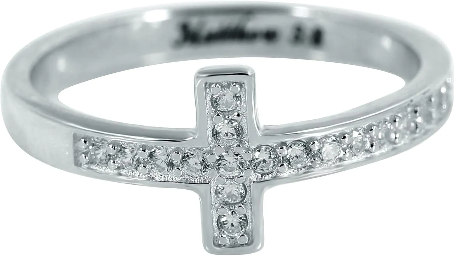 Custom Statement Ring for Women Personalized Sterling Silver Faith Hope Love Sideways Cross Ring Sideways Diamond Cross Band Ring Gift