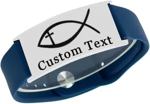 Customize Christian Fish Jesus Fish Cross Silicone Bracelets Id Stainless Steel Adjustable Bracelets Bible Verse Quote Faith Religious Men Women Jewellery Inspirational Gifts