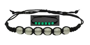 Cute Bracelets for Teen Girls | Glow in the Dark Bracelets for Women Men and Kids | Handmade Aesthetic Black String Trendy Jewelry | Dainty Charm Beaded Bangle Bracelet | Festivals, Parties