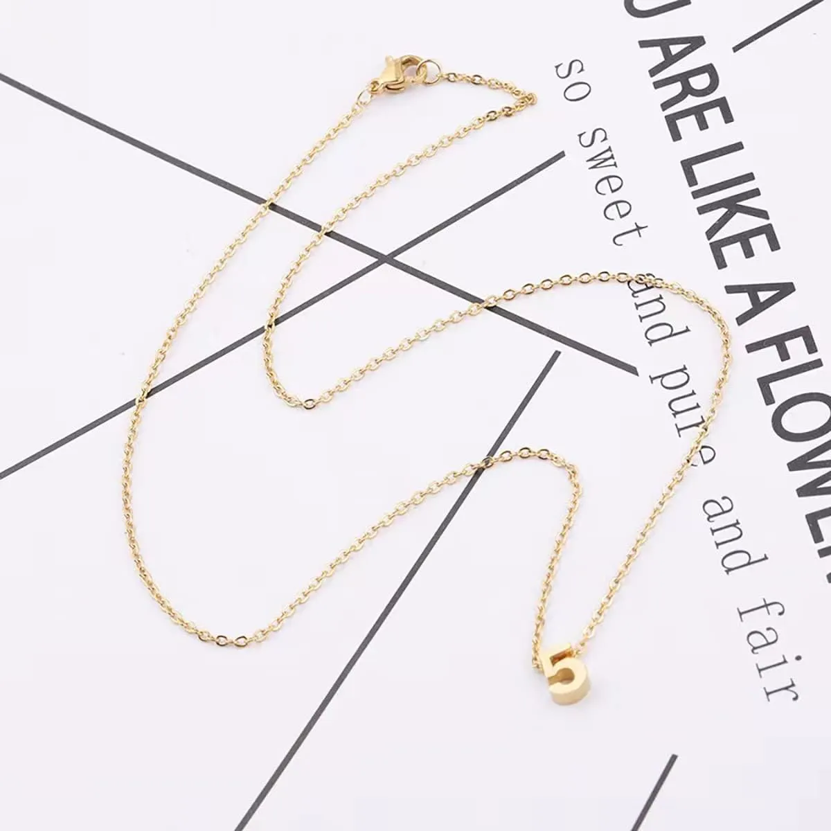 Cute Number Pendant Necklace for Women, 14K Gold Plated Dainty Layered Stainless Steel Chain Y Necklaces Sports Jewelry Birthday Gifts