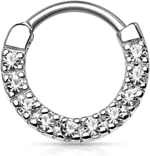 CZ Paved Round Top 316L Surgical Steel Nose WildKlass Septum/Ear Cartilage Clicker Rings