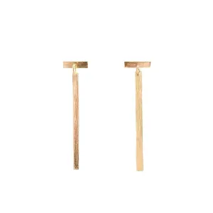Dangling Bar Post Earrings in Gold
