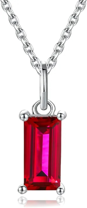 DAYBYDAY Dainty Birthstone Necklace for Women 925 Sterling Silver/Gold Plated Minimalist Square Birth Stone Pendant Necklace Birthstone Jewelry (with Gift Box)