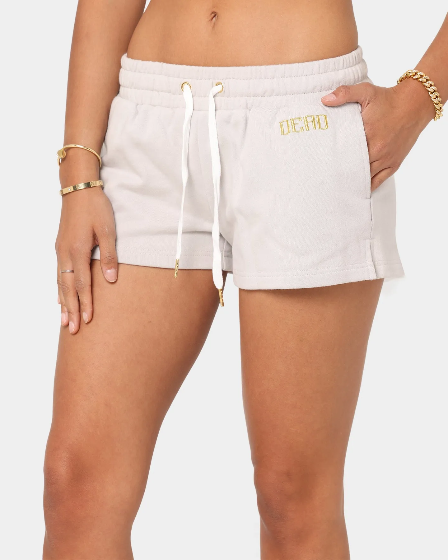 Dead Studios Women's Sports Fleece Shorts Light Grey