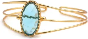 Designer Blue Topaz Hydro Handmade Gold Plated Brass Bracelets Adjustable Bangle