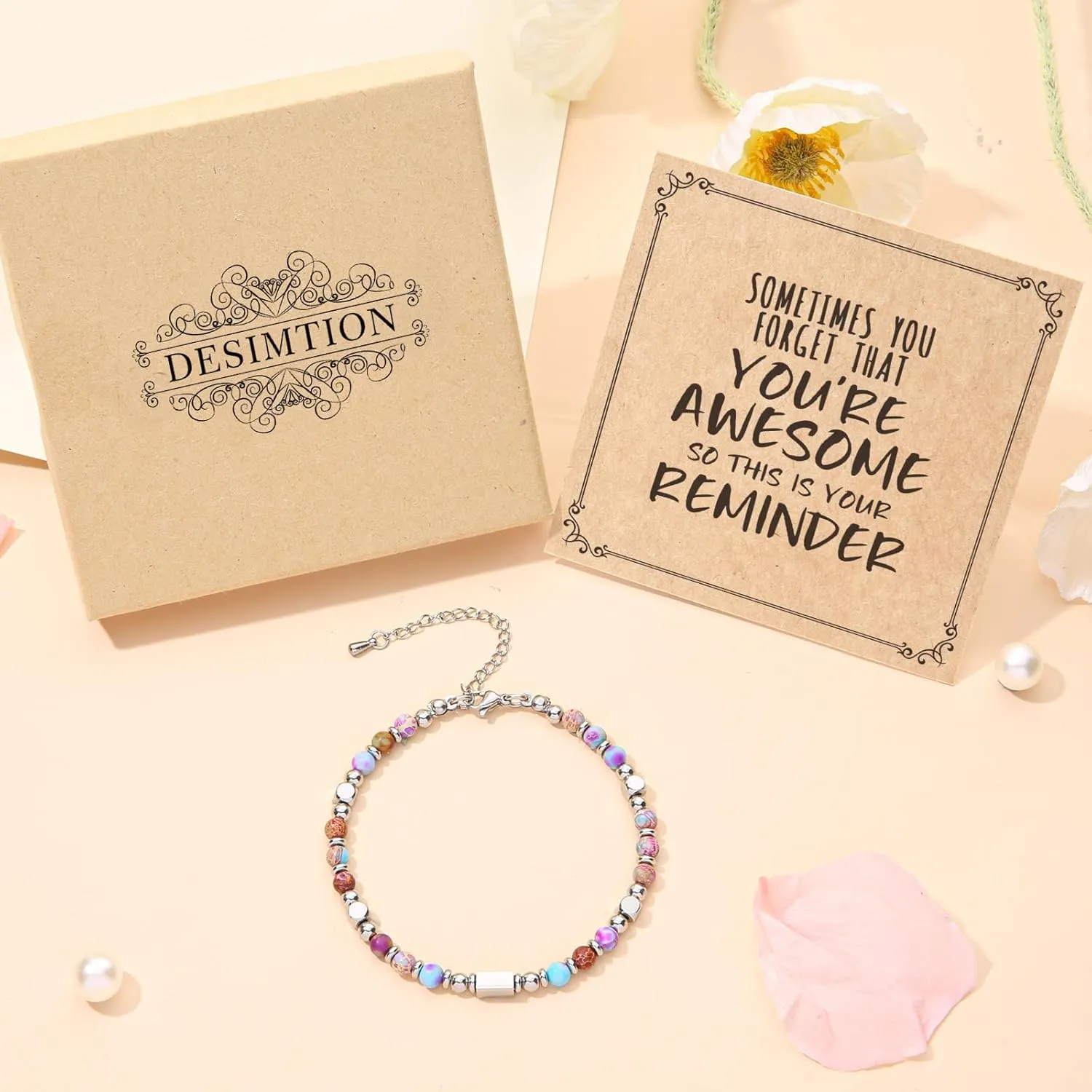 Desimtion Graduation Gifts for Her/Girls/Women, Bracelets for Women Teen Girls, Sometimes You Forget You're Awesome Bracelets, Birthday Gifts for Mom, Wife, Daughter, Sister, Best Friends