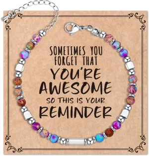 Desimtion Graduation Gifts for Her/Girls/Women, Bracelets for Women Teen Girls, Sometimes You Forget You're Awesome Bracelets, Birthday Gifts for Mom, Wife, Daughter, Sister, Best Friends