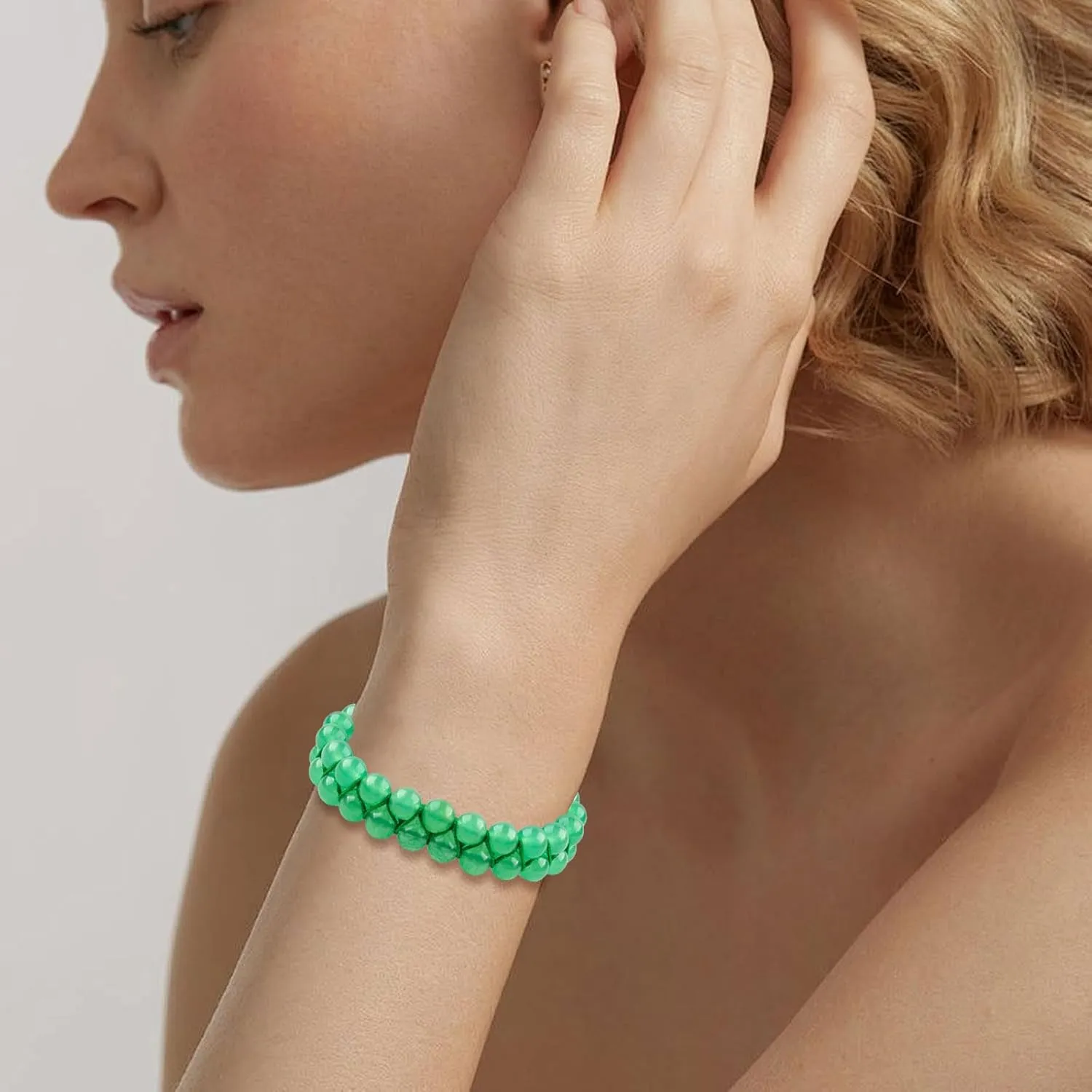 Double-layer Crystal Vibe Bracelet for Women Men Girls Genuine 8mm Bead Green Jade Emerald Bracelet Healing Crystal Spiritual Bracelet Jewelry Gifts Bring Good Luck and Protection(Emerald)