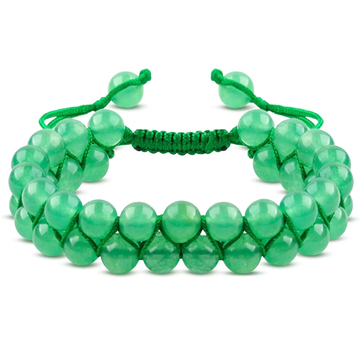 Double-layer Crystal Vibe Bracelet for Women Men Girls Genuine 8mm Bead Green Jade Emerald Bracelet Healing Crystal Spiritual Bracelet Jewelry Gifts Bring Good Luck and Protection(Emerald)