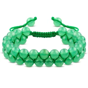 Double-layer Crystal Vibe Bracelet for Women Men Girls Genuine 8mm Bead Green Jade Emerald Bracelet Healing Crystal Spiritual Bracelet Jewelry Gifts Bring Good Luck and Protection(Emerald)