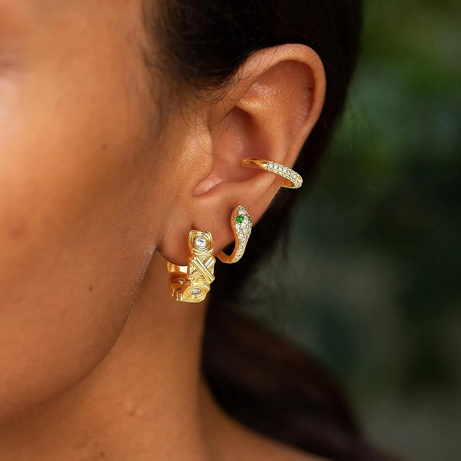Dremmy Studios Dainty CZ Huggie Hoop Earrings 14K Gold Plated Chunky Simple Cute Thick Round Frill Bead Ball Starburst Cuff Earrings Cubic Zirconia Hoop Earrings Minimalist Personalized Gift for Her