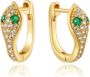 Dremmy Studios Dainty CZ Huggie Hoop Earrings 14K Gold Plated Chunky Simple Cute Thick Round Frill Bead Ball Starburst Cuff Earrings Cubic Zirconia Hoop Earrings Minimalist Personalized Gift for Her