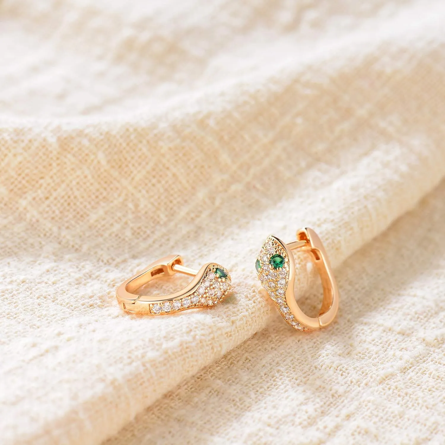 Dremmy Studios Dainty CZ Huggie Hoop Earrings 14K Gold Plated Chunky Simple Cute Thick Round Frill Bead Ball Starburst Cuff Earrings Cubic Zirconia Hoop Earrings Minimalist Personalized Gift for Her
