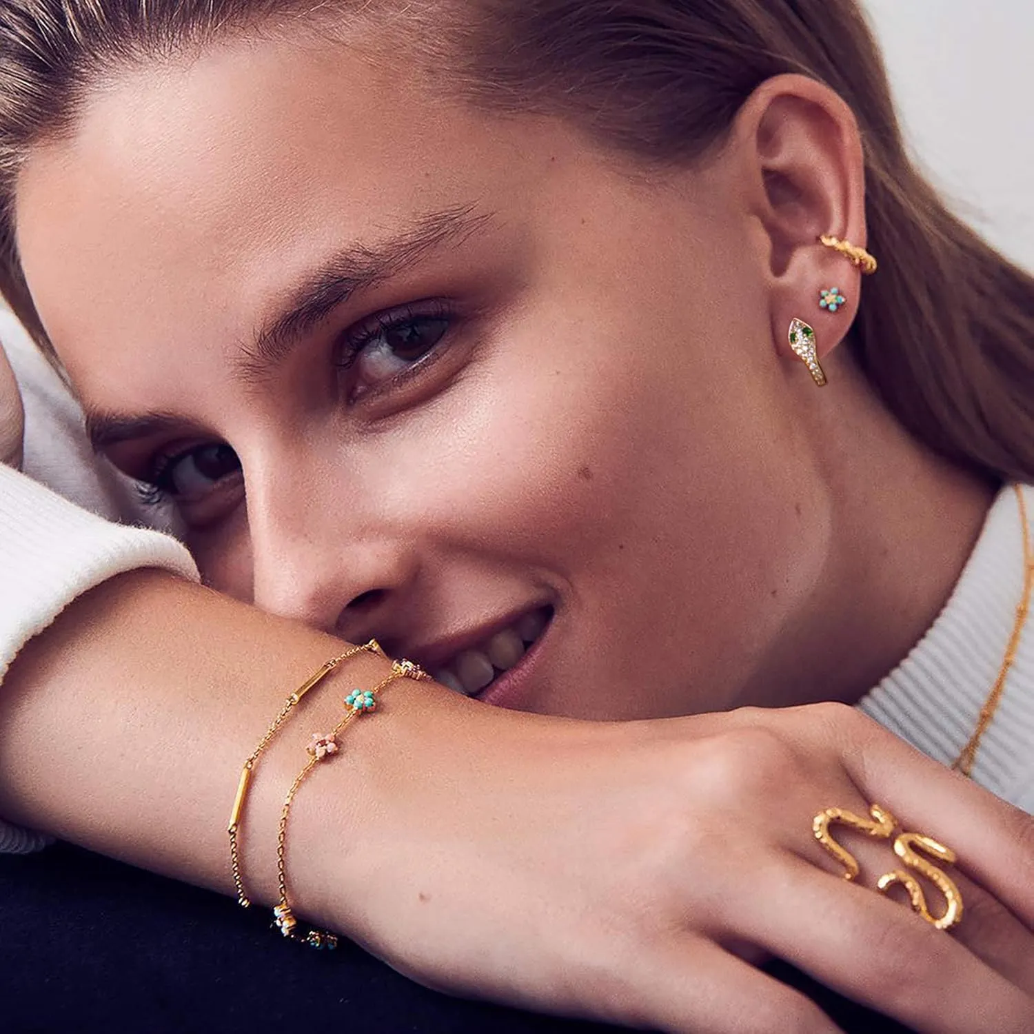 Dremmy Studios Dainty CZ Huggie Hoop Earrings 14K Gold Plated Chunky Simple Cute Thick Round Frill Bead Ball Starburst Cuff Earrings Cubic Zirconia Hoop Earrings Minimalist Personalized Gift for Her