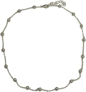 Dtja 5mm Ball Bead Necklace Stainless Steel Choker Pendant Necklaces for Women Vintage Beaded Link Chain Adjustable Fashion Punk Simple Jewelry 17-19 Inches