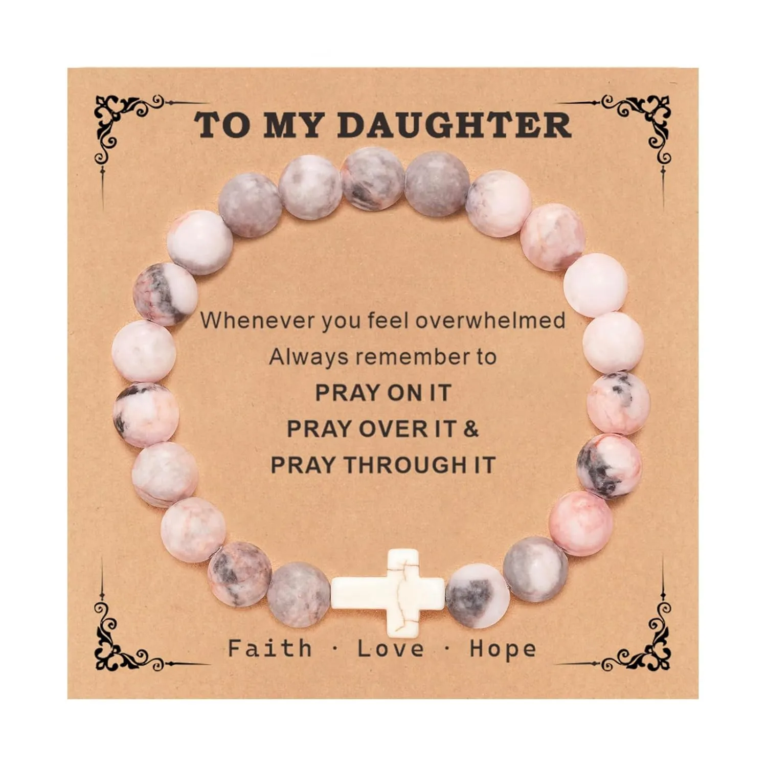 Easter Basket Stuffers for Teens Daughter Cross Beaded Bracelets Gifts from Mom Dad Christian Jewelry Gifts Daughter Birthday Baptism Confirmation Gifts Idea Christmas Stocking Valentines
