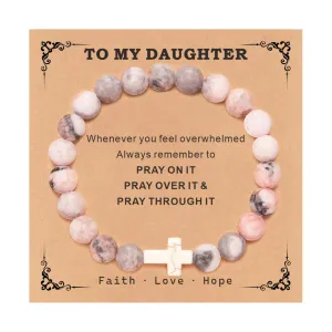 Easter Basket Stuffers for Teens Daughter Cross Beaded Bracelets Gifts from Mom Dad Christian Jewelry Gifts Daughter Birthday Baptism Confirmation Gifts Idea Christmas Stocking Valentines