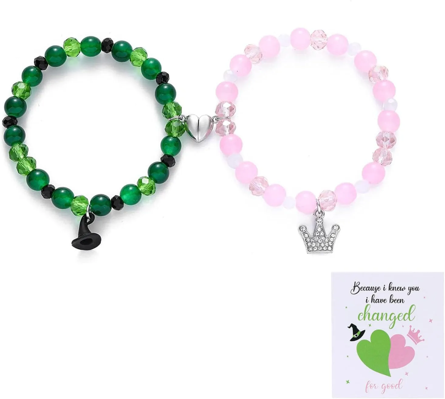 Elphaba Galinda Friendship Matching Bracelets Rhinestone Crown Witch Hat Matching Bracelets Couples Accessories Christmas Valentine's Day Gifts for Fans Party Dress Decor