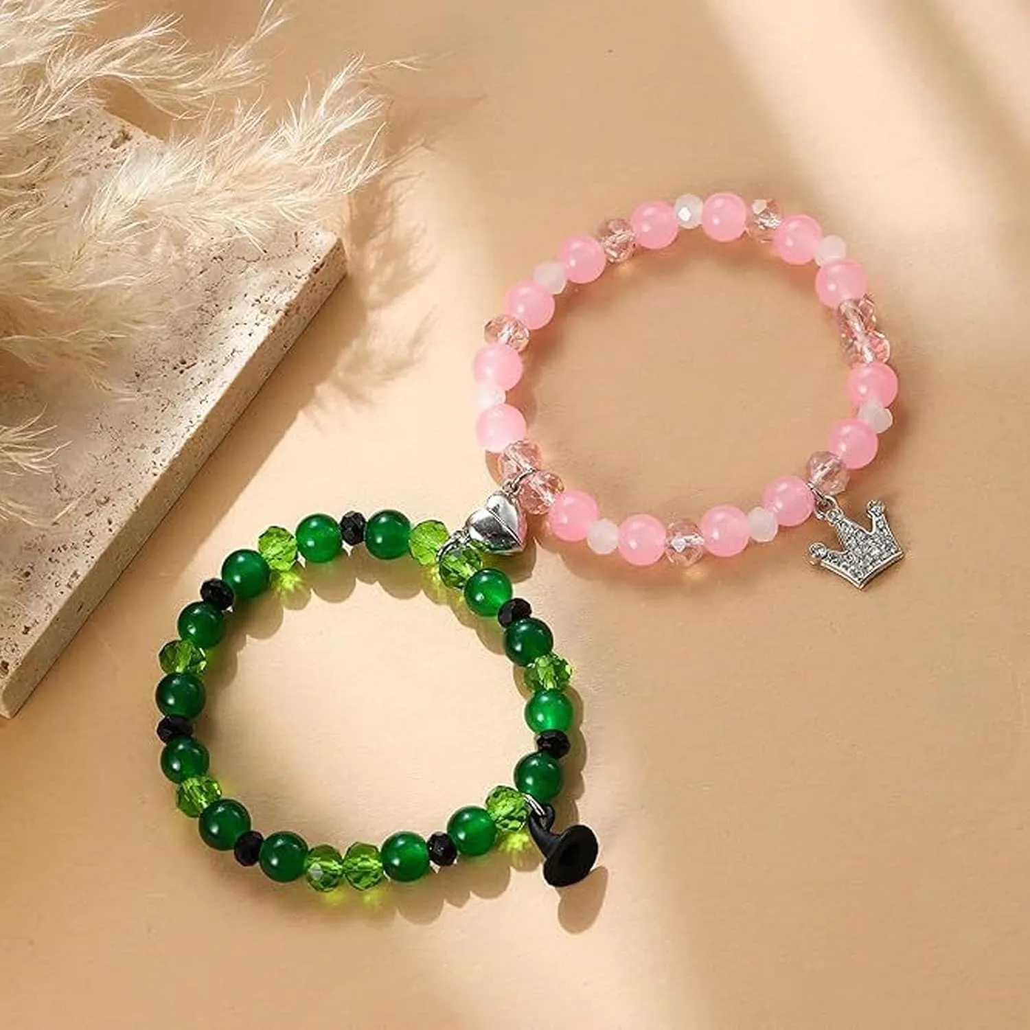 Elphaba Galinda Friendship Matching Bracelets Rhinestone Crown Witch Hat Matching Bracelets Couples Accessories Christmas Valentine's Day Gifts for Fans Party Dress Decor