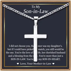EPIRORA Cross Necklaces Gifts for Men, Silver Cuban Link Chain Necklace Gifts for Dad Son Grandson Uncle Nephew Boyfriend