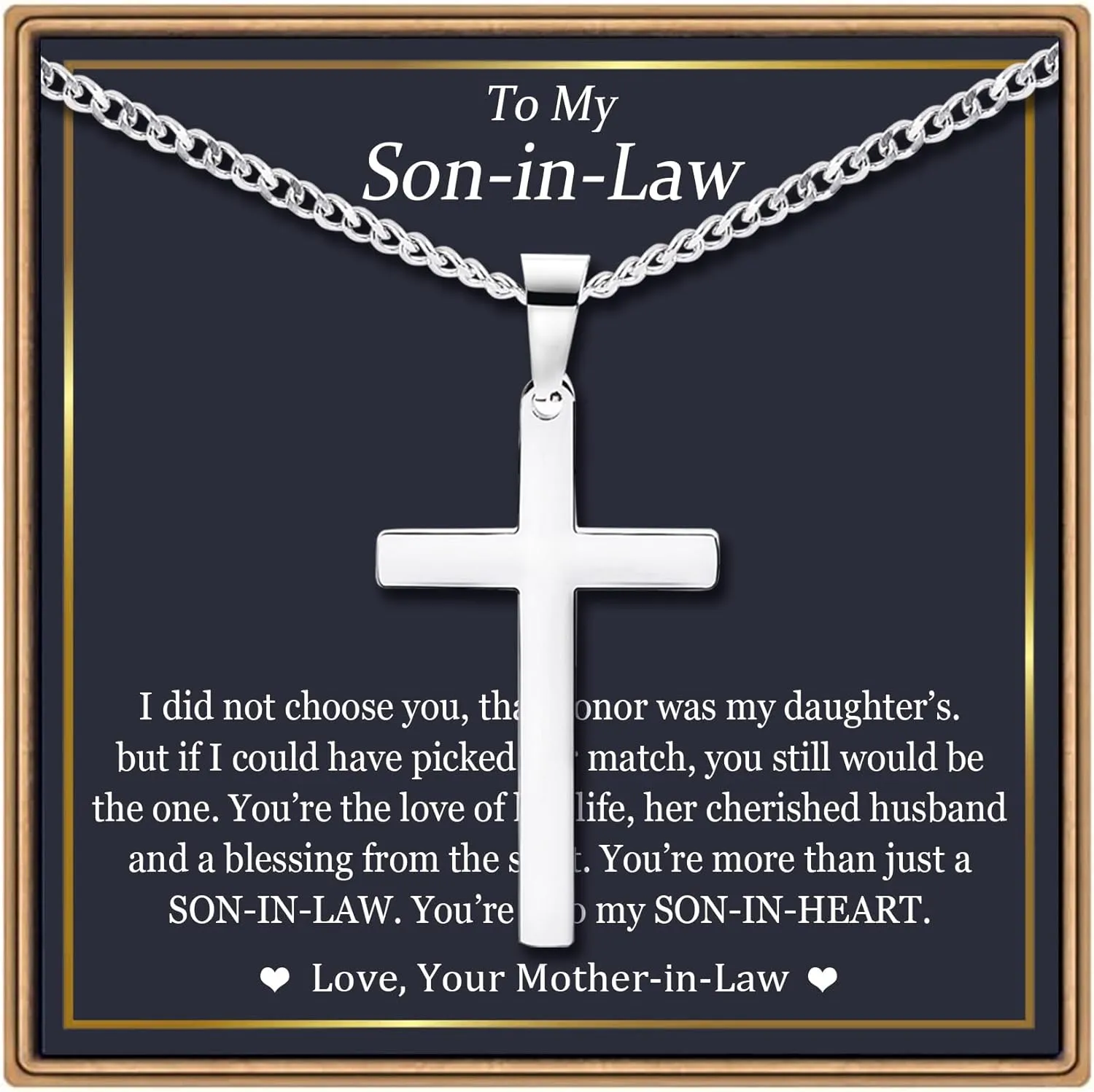 EPIRORA Cross Necklaces Gifts for Men, Silver Cuban Link Chain Necklace Gifts for Dad Son Grandson Uncle Nephew Boyfriend