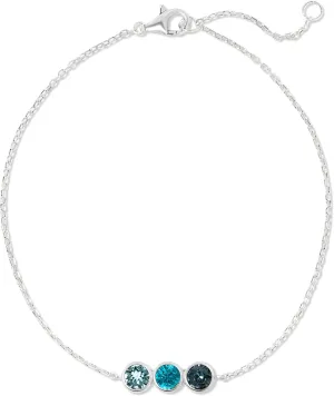 EVE'S ADDICTION Personalized Women's Sterling Silver 3 Stone CZ Simulated Birthstone Bracelet (6.75") - Personalized Bracelet for Mom - Personalized Jewelry - Gifts for Mom