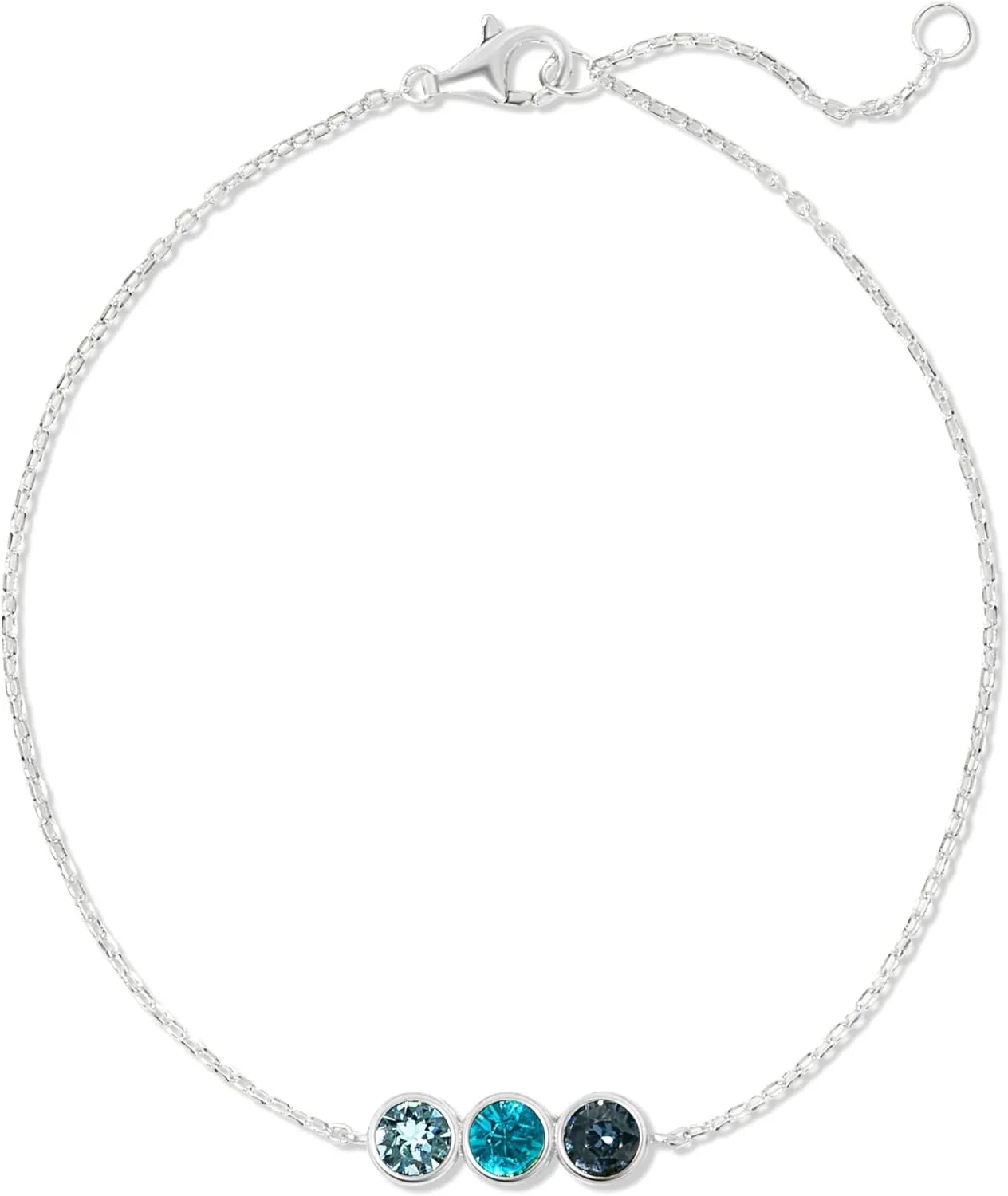 EVE'S ADDICTION Personalized Women's Sterling Silver 3 Stone CZ Simulated Birthstone Bracelet (6.75") - Personalized Bracelet for Mom - Personalized Jewelry - Gifts for Mom