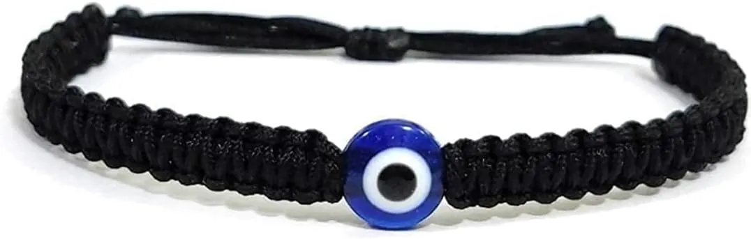 Evil Eye Bracelets for Women Men Handmade Braided Good Luck Bracelet Rope Cord Thread Friendship Adjustable String Minimalist Jewelry, Adjustaable, Black