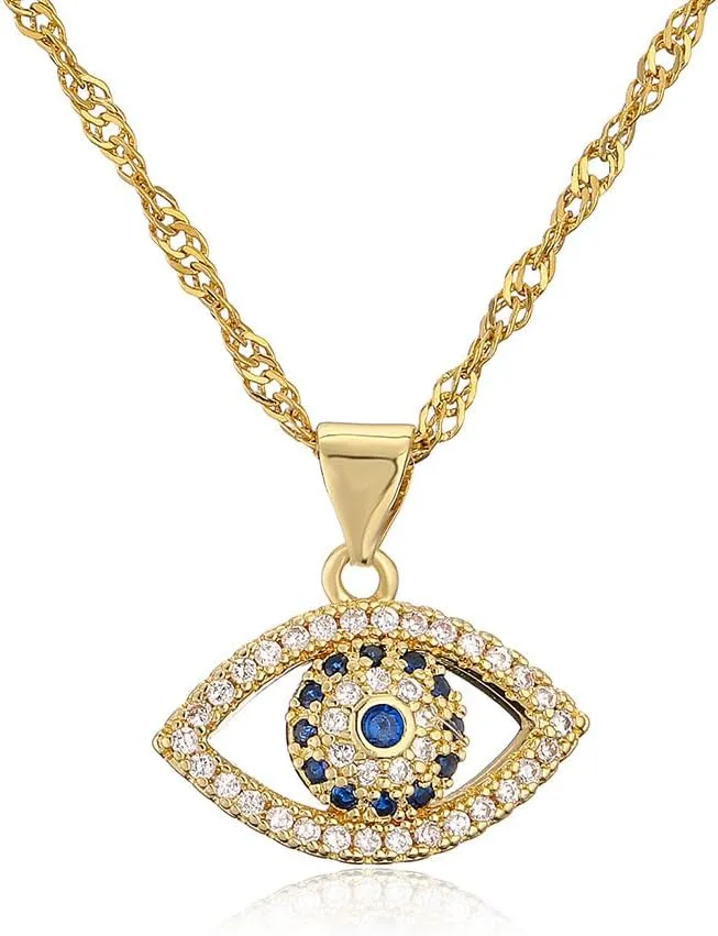 Evil Eye Necklace for Women14K Gold Plated Charm Cubic Zirconia Evil Eye Pendant Gold Necklaces Layered Jewelry Gifts