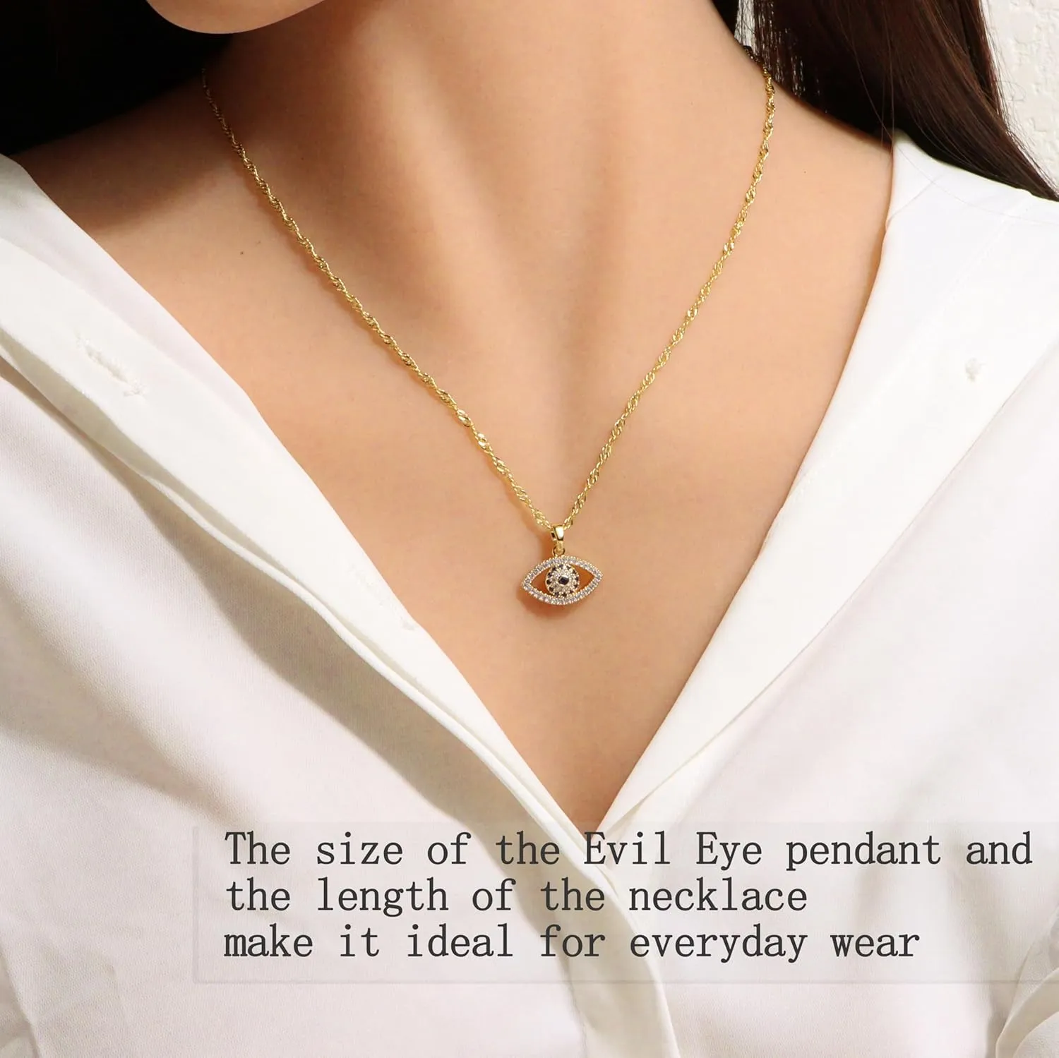 Evil Eye Necklace for Women14K Gold Plated Charm Cubic Zirconia Evil Eye Pendant Gold Necklaces Layered Jewelry Gifts