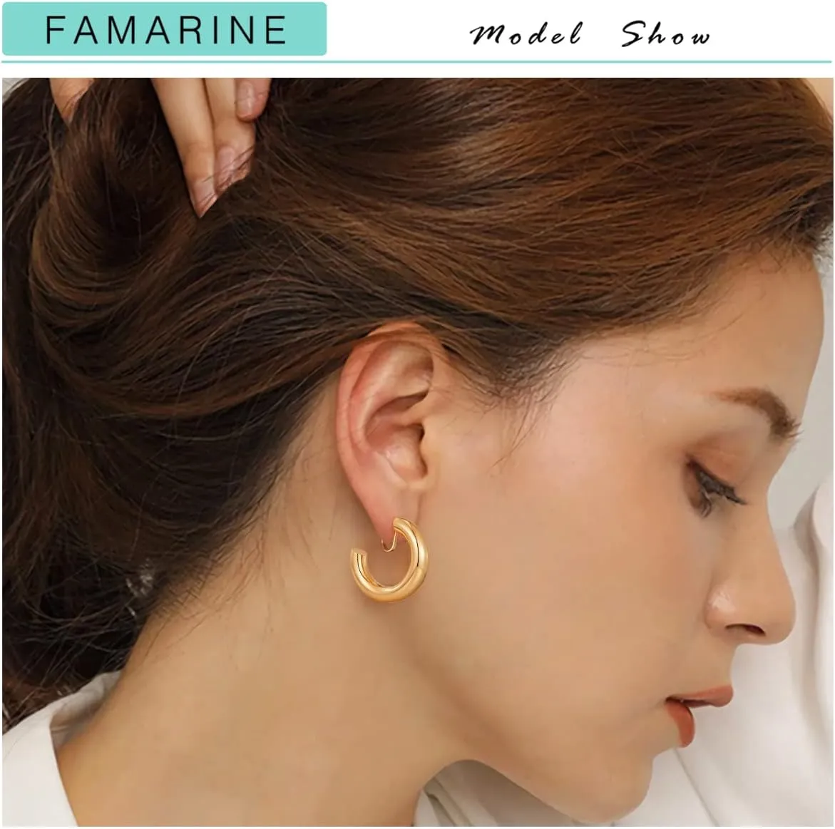 FAMARINE Clip on Earrings for Women, Chunky Chunky Tube Hoop Clip Earrings No Piercing Earrings