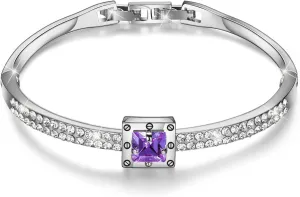 Fasion Jewelry Spiritual Guidance Bangle Bracelets For Women 18K Gold Plating Adjustable Bracelets With Crystal For Wife Girlfriend Or Mothers Idea Gift For Mother's day (Amethyst)