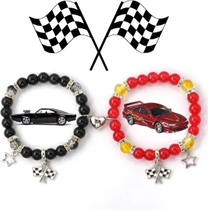 Fast Furious Movie Bracelets For Couples,Valentines Day Gifts For Her/Him,Matching Heart Charm Bracelets Gifts For Best Friend,Friendship Jewelry To Sister BestieLong Distance Gift For Bf Gf