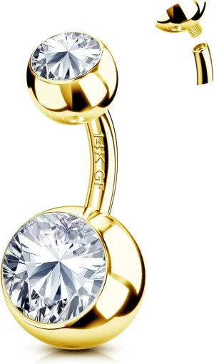 FIASASO Belly Button Ring Surgical Steel Titanium Sterling Silver 14K Gold Belly Button Rings Cubic Zirconia Internally Threaded Belly Rings 14G Belly Piercing Jewelry Hypoallergenic Navel Piercing Jewelry for Women