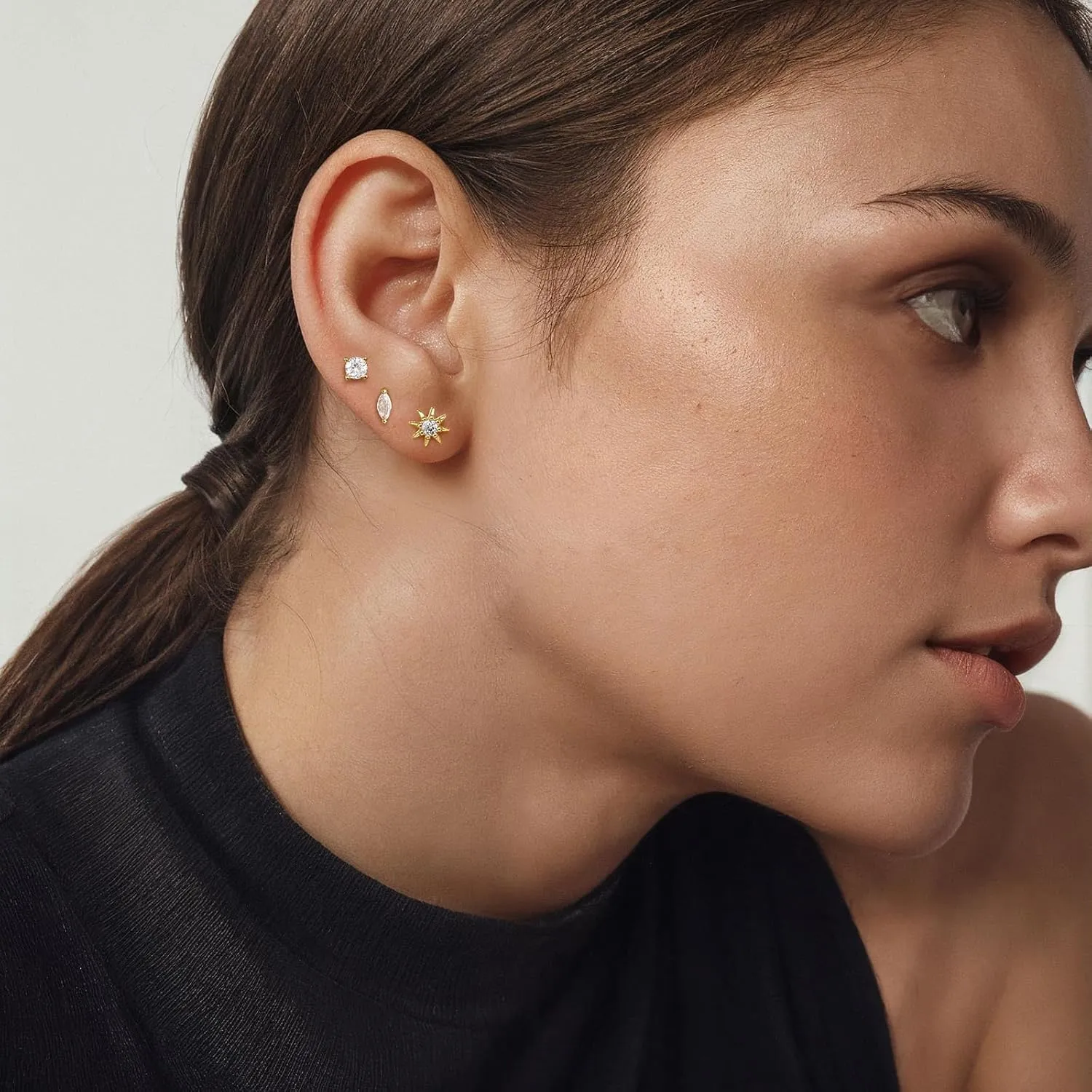 Flat Back Earrings for Women, Silver|Gold Flat Back Stud Earrings Hypoallergenic, Helix Cartilage Flatback Earrings Jewelry for Women Valentines Day Gifts