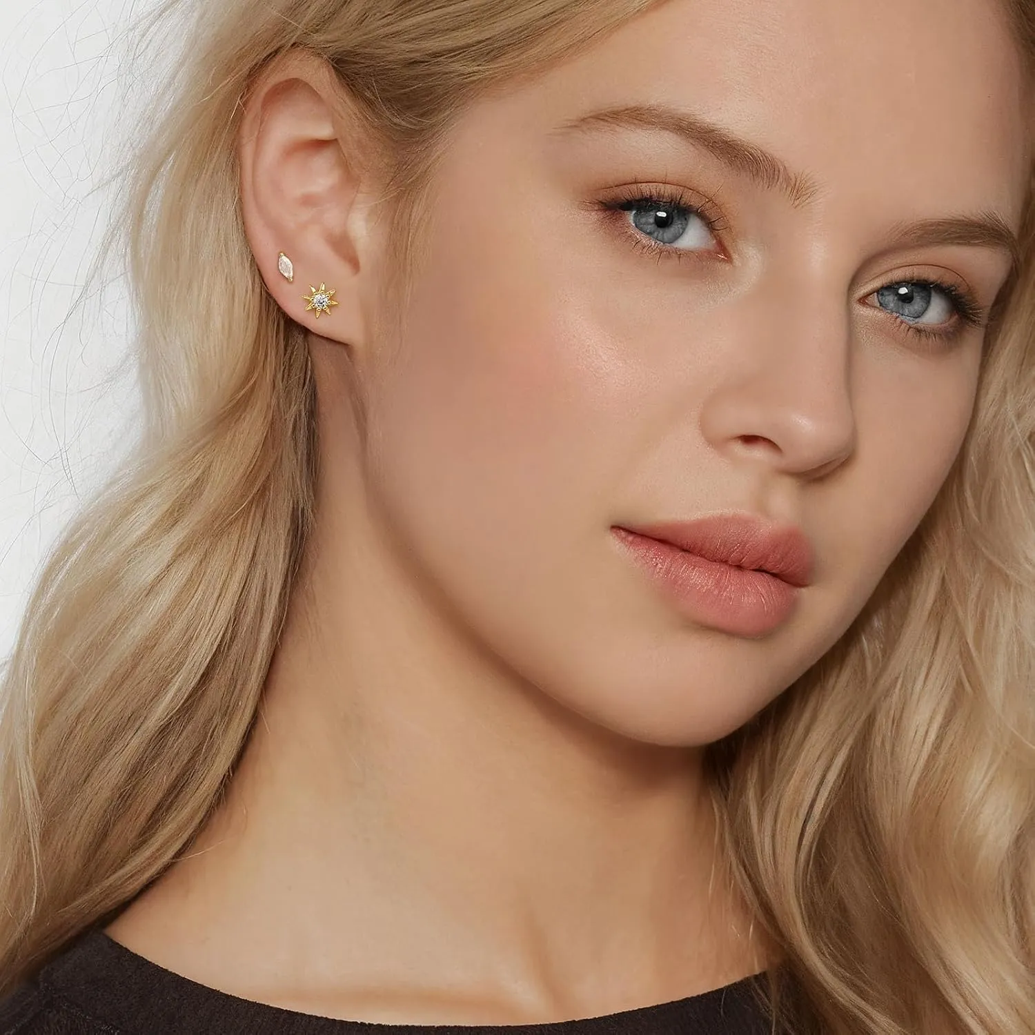 Flat Back Earrings for Women, Silver|Gold Flat Back Stud Earrings Hypoallergenic, Helix Cartilage Flatback Earrings Jewelry for Women Valentines Day Gifts