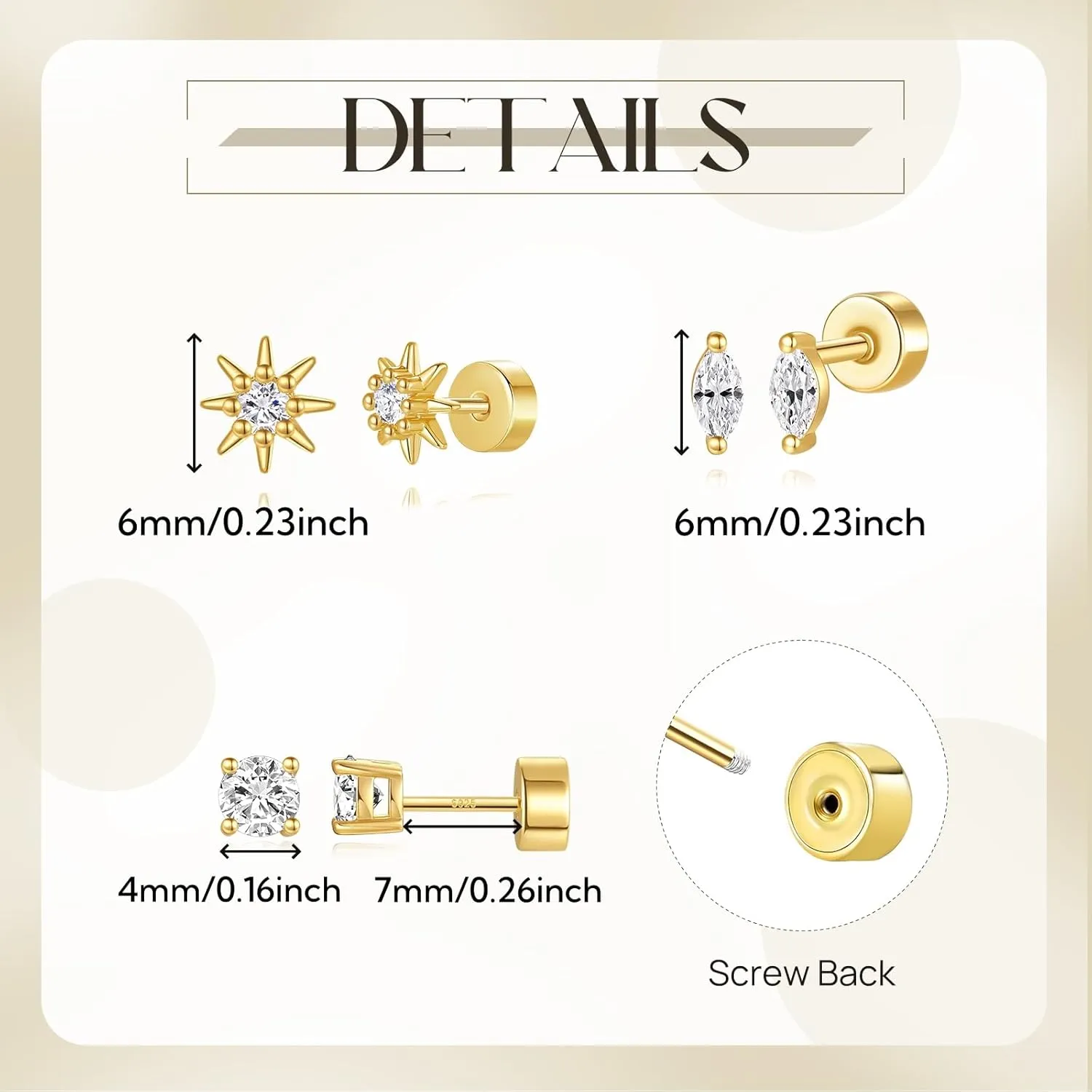 Flat Back Earrings for Women, Silver|Gold Flat Back Stud Earrings Hypoallergenic, Helix Cartilage Flatback Earrings Jewelry for Women Valentines Day Gifts