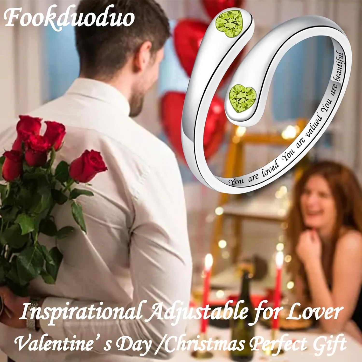 Fookduoduo 925 Sterling Silver Ring Inspirational Jewelry adjustable Wrap Open Rings for Women